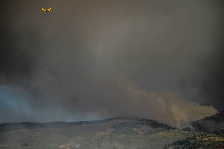 Gelombang panas yang melanda Portugal membuat hutan Videmonte, Celorico da Beira, Portugal, terbakar, Kamis, 11 Agustus 2022.