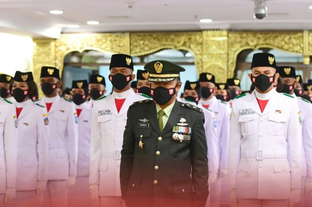 Tim Pancasila Tangguh Pasukan Pengibar Bendera Pusaka (Paskibraka) akan bertugas mengibarkan bendera Merah Putih pada Upacara Peringatan Detik-Detik Proklamasi Kemerdekaan Republik Indonesia, Rabu, 17 Agustus 2022, di Halaman Depan Istana Merdeka, Jakarta.