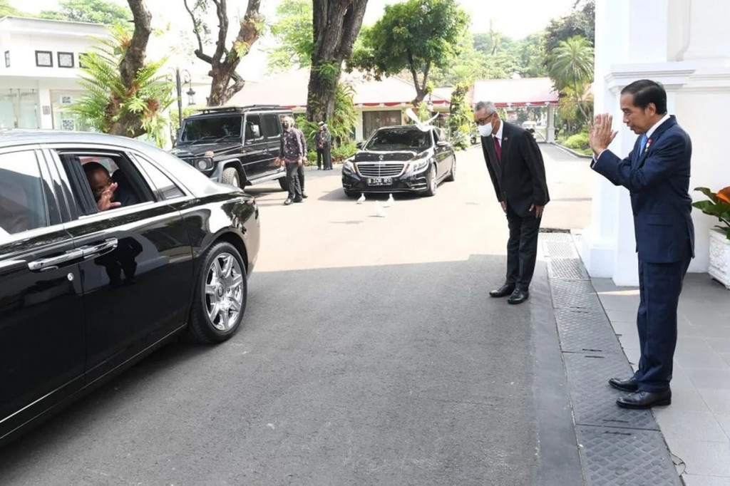 Presiden Joko Widodo (Jokowi) menerima kunjungan Raja Eswatini, Raja Mswati III, di Istana Merdeka, Kompleks Istana Kepresidenan Jakarta, Rabu, 24 Agustus 2022.