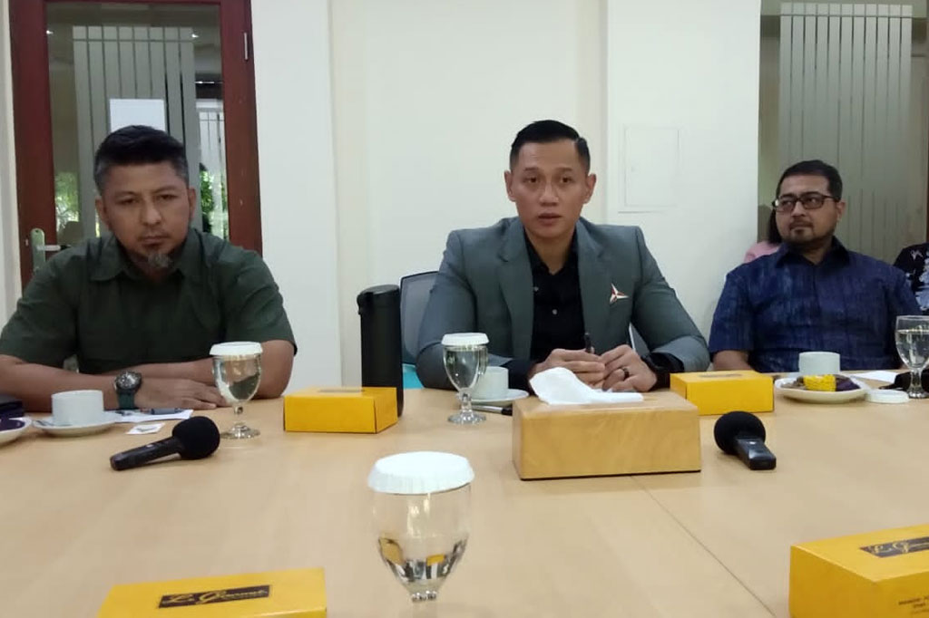 Ketua Umum Partai Demokrat Agus Harimurti Yudhoyono (AHY) melakukan kunjungan ke Media Group Network di Komplek Media Group, Kedoa, Kebun Jeruk, Jakarta, Kamis, 25 Agustus 2022. 