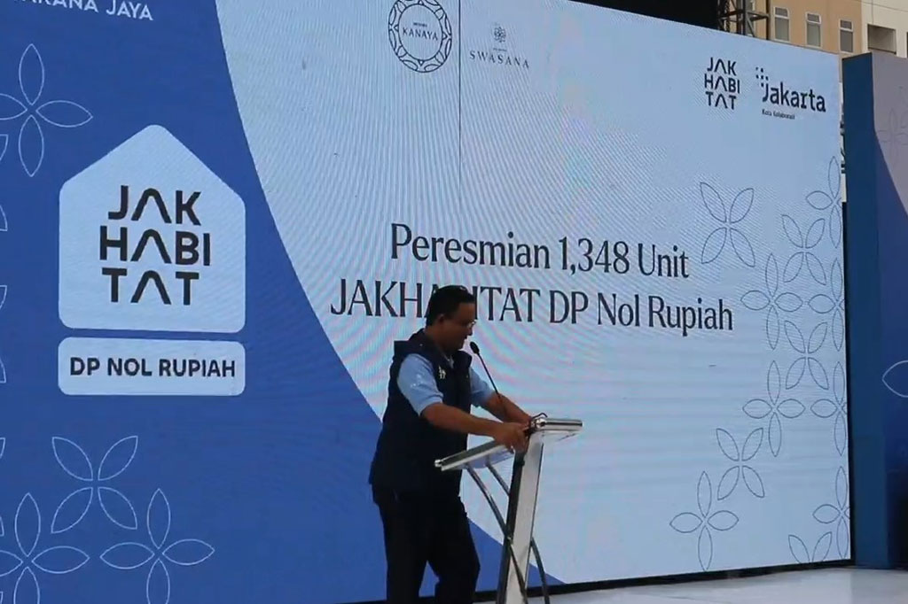 Gubernur DKI Jakarta Anies Baswedan meresmikan 1.348 unit hunian dengan skema uang muka atau down payment (DP) nol rupiah di Cilangkap dan Pondok Kelapa, Jakarta Timur. 