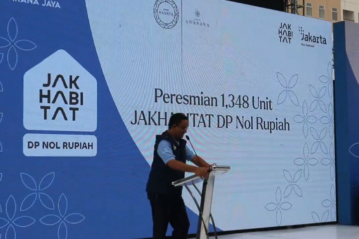 Gubernur DKI Jakarta Anies Baswedan meresmikan 1.348 unit hunian dengan skema uang muka atau down payment (DP) nol rupiah di Cilangkap dan Pondok Kelapa, Jakarta Timur. 
