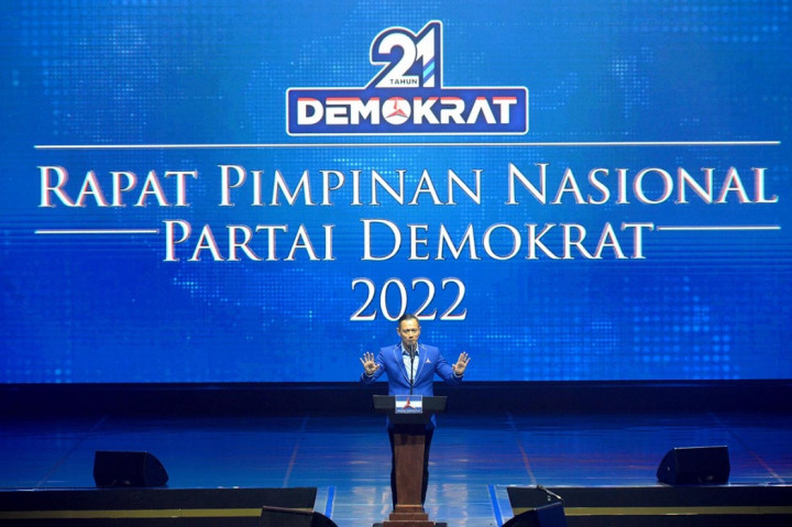 Ketua Umum (Ketum) Partai Demokrat, Agus Harimurti Yudhoyono (AHY) membuka Rapat Pimpinan Nasional (Rapimnas) Partai Demokrat Tahun 2022 di JCC Senayan, Jakarta, Kamis, 15 September 2022.