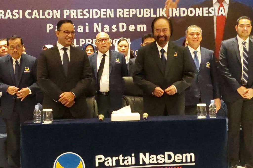 Anies tiba di NasDem Tower sekitar pukul 09.27 WIB. Anies Kemudian diterima oleh Ketua Umum Partai NasDem, Surya Paloh.