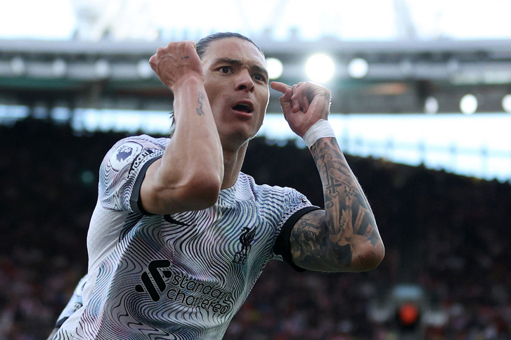 Darwin Nunez menyamakan skor buat Liverpool pada menit ke-34.