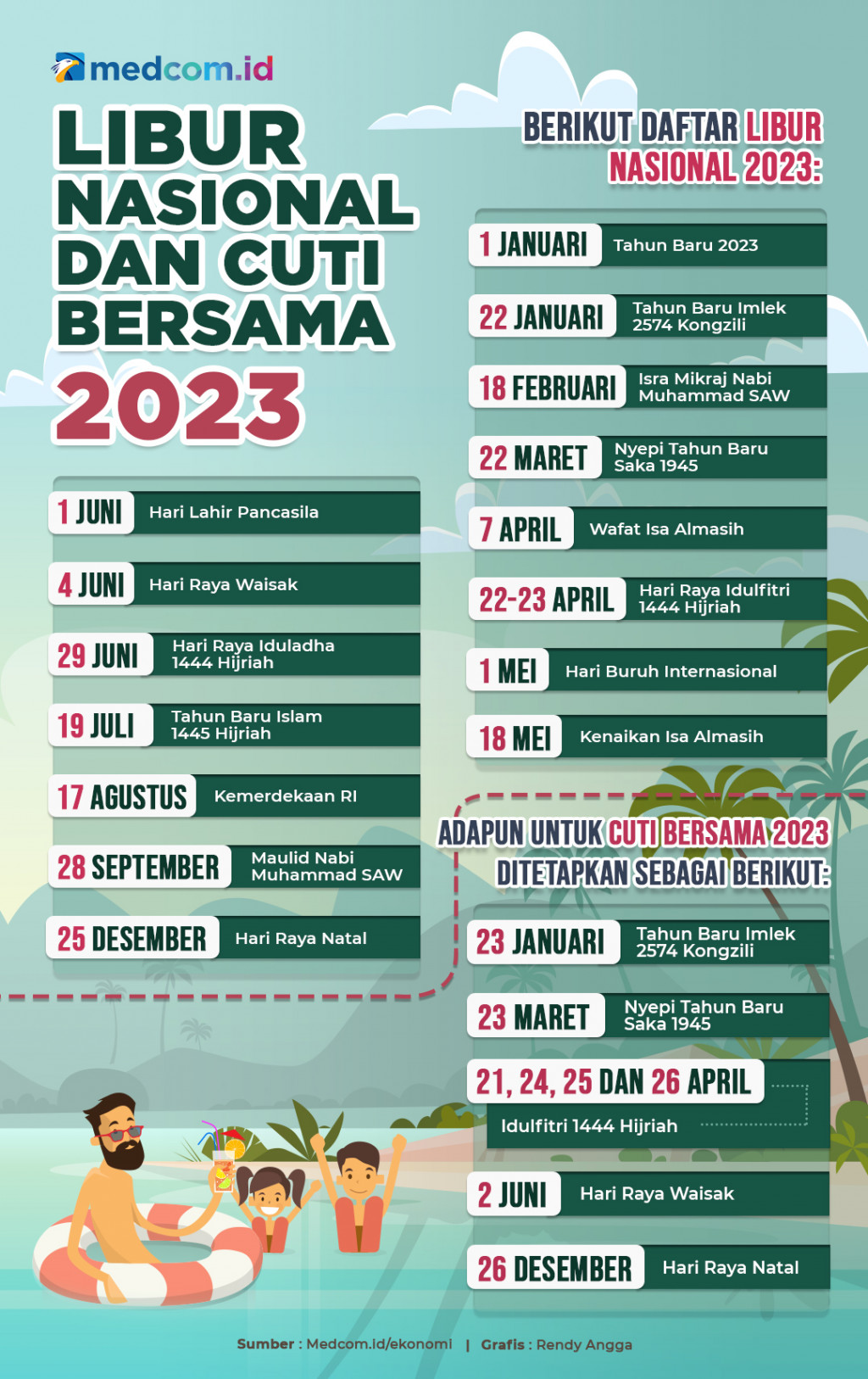 Catat! Ini Jadwal Libur Nasional dan Cuti Bersama 2023
