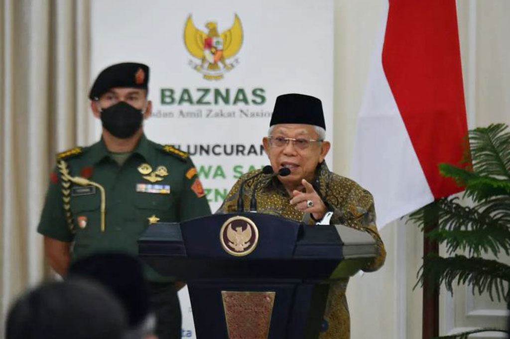 Wakil Presiden Ma'ruf Amin meluncurkan Beasiswa Santri Badan Amil Zakat Nasional (Baznas) 2022 bertepatan dengan Peringatan Hari Santri 2022, di Istana Wapres, Jakarta, Sabtu, 22 Oktober 2022.