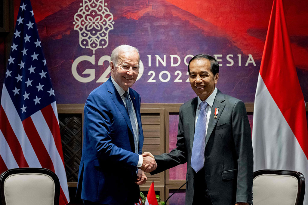 Presiden Joko Widodo dan Presiden Amerika Serikat Joe Biden melakukan pertemuan bilateral di The Apurva Kempinski Bali, Nusa Dua, Bali, menjelang perhelatan KTT G20 Indonesia, Senin, 14 November 2022.