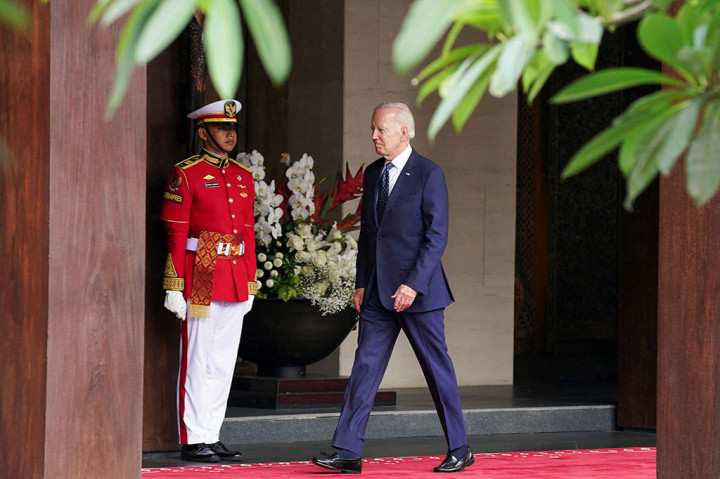 Presiden Amerika Serikat Joe Biden tiba paling akhir ke lokasi Konferensi Tingkat Tinggi (KTT) G20 di Apurva, Kempinski Hotel, Nusa Dua, Bali, Selasa, 1 November 2022.