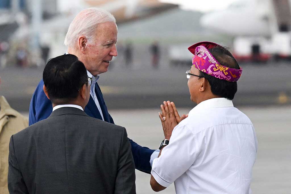 Presiden Amerika Serikat Joseph R Biden meninggalkan Bali usai menghadiri KTT G20 pada 15-16 November 2022. Biden dilepas oleh Gubernur Bali I Wayan Koster.