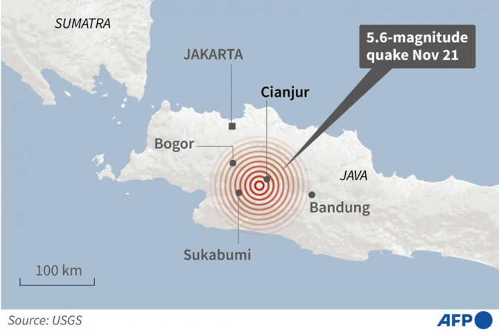 Sebelumnya, gempa tersebut terjadi pada pukul 13.21 WIB di titik koordinat 6.84 LS, 107.05 BT, sebelah barat daya Kabupaten Cianjur, Jawa Barat. Kemudian gempa susulan yang cukup keras pun terjadi sekitar pukul 16.23 WIB.