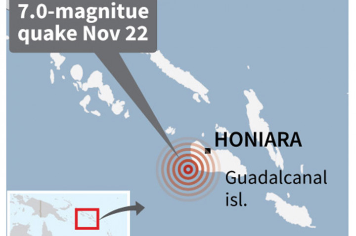 Gempa terjadi pada kedalaman yang relatif dangkal yaitu 10 kilometer, tepat di lepas pantai barat daya pulau Guadalkanal. Peringatan tsunami dikeluarkan untuk wilayah pantai Solomon dalam jarak 300 kilometer (185 mil) dari pusat gempa.
