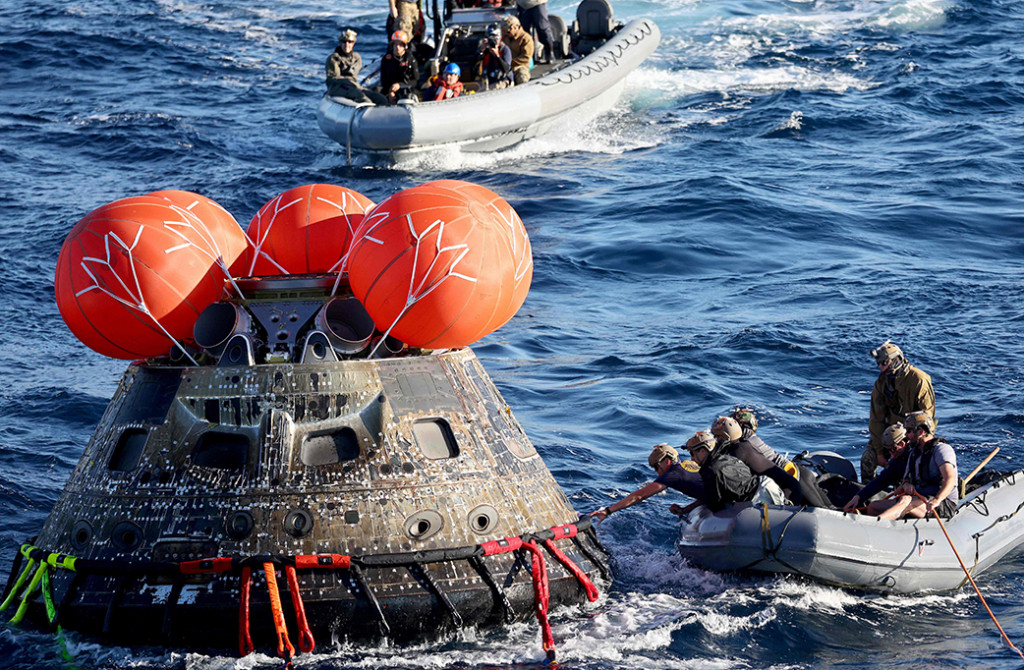 Orion kemudian ditemukan oleh kapal Angkatan Laut AS yang ditempatkan di lepas pantai Baja California Meksiko setelah beberapa tes awal dijalankan.