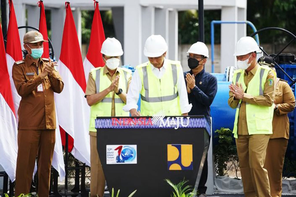 Presiden Joko Widodo meresmikan sistem penyediaan air minum (SPAM) regional Durolis (Dumai-Rokan Hilir-Bengkalis) pada Kamis, 5 Januari 2023. 