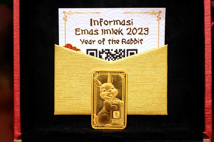 PT Aneka Tambang Tbk (Antam) melalui Unit Bisnis Pengolahan dan Pemurnian (UBPP) Logam Mulia menghadirkan emas batangan tematik seri Imlek.