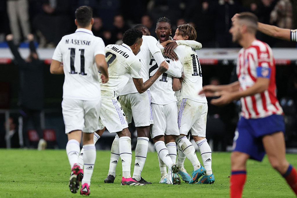 Madrid baru bisa menyamakan kedudukan pada menit ke-79 lewat Rodrygo menyelesaikan umpan matang Luka Modric.