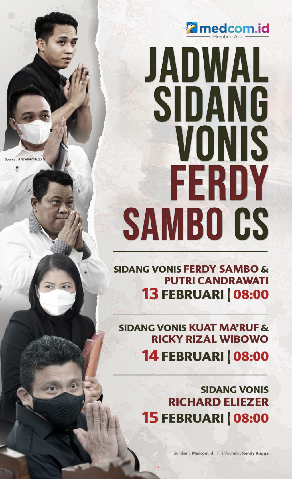 Jadwal Sidang Vonis Ferdy Sambo Cs