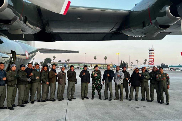 Hercules C-130 Noreg A-1326 Skadud 32 dengan crew Letkol Pnb Yudi Bandung, Mayor Pnb Andang Rohiman, Kapten Pnb Sony B, Lettu Pnb Bima S, Lettu Pnb Rico S, Kapten Nav Yefta K, dengan 18 crew lainnya tersebut diperbantukan untuk mengangkut logistik dari berbagai daerah di Turki ke wilayah yang terdampak gempa. 