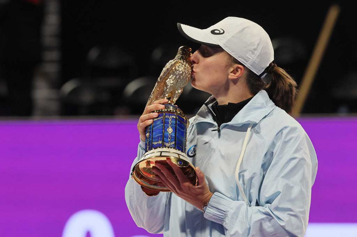 Petenis peringkat satu dunia putri Iga Swiatek menang mudah atas Jessica Pegula di pertandingan final yang di Kompleks Khalifa international tennis and squash Doha, Sabtu, 18 Februari 2023 malam WIB.