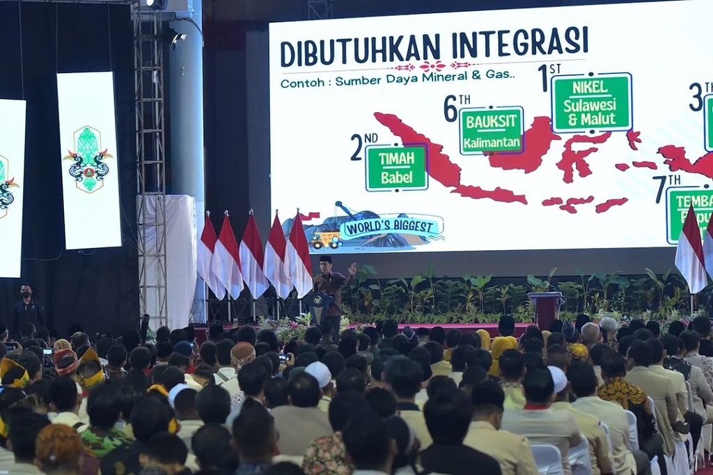 Presiden Joko Widodo menghadiri sekaligus meresmikan Pembukaan Muktamar Pemuda Muhamadiyah XVIII Tahun 2023, di Balikpapan Sports and Convention Center, Kabupaten Balikpapan, Kalimantan Timur, Rabu, 22 Februari 2023 siang.