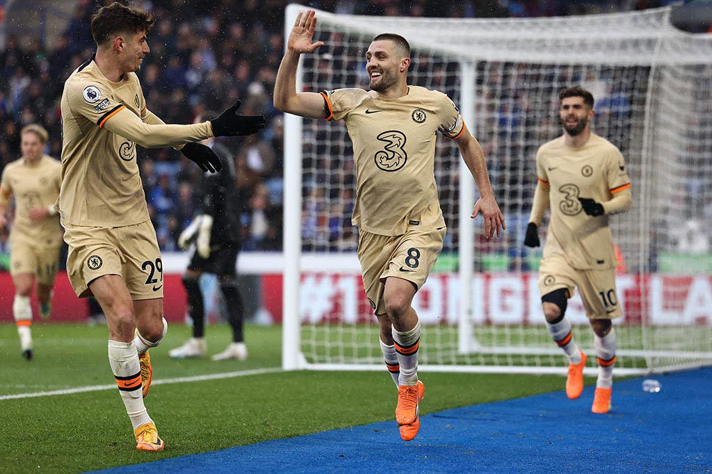 Gol ketiga Chelsea akhirnya muncul pada menit ke78. Lewat skema serangan serangan cepat, Havertz mengoper bola ke Mudryk di sisi kiri. Bola langsung disundul Mudryk, dan diteruskan Mateo Kovacic yang menerjang bola di banyaknya pemain Leicester. Skor menjadi 3-1.