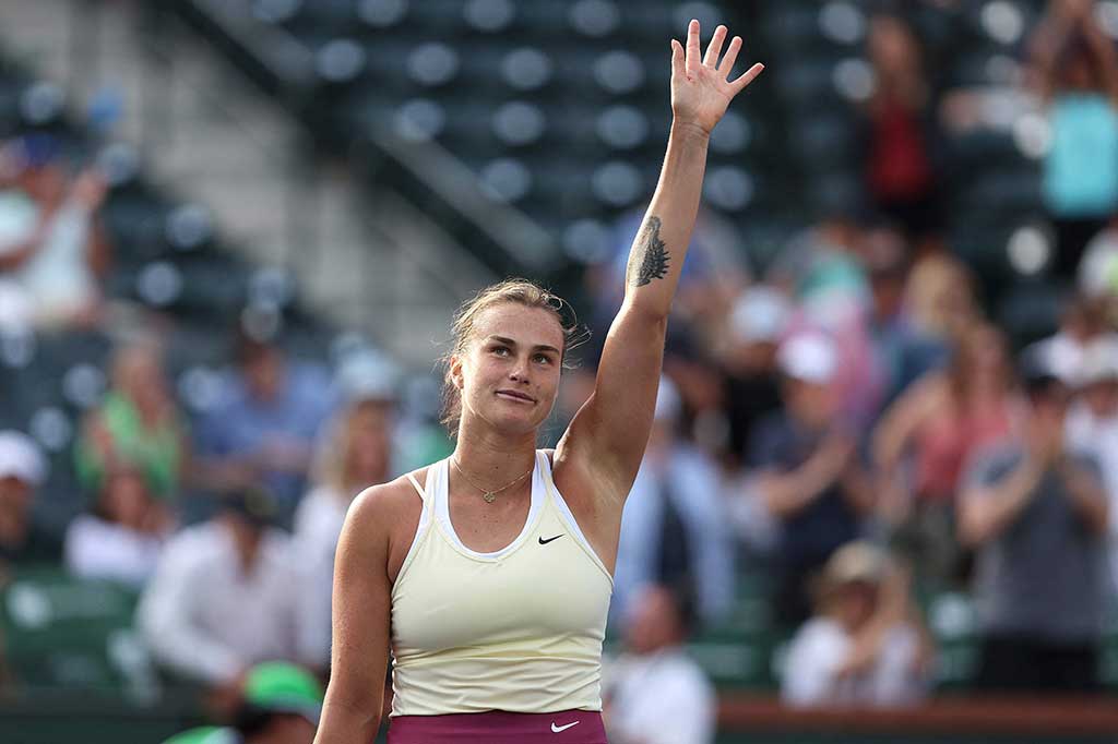 Juara Australian Open Aryna Sabalenka mencapai final turnamen WTA dan ATP Masters 1000, Indian Wells, Sabtu, 18 Maret 2023. Sabalenka melaju usai mengalahkan Maria Sakkari 6-2, 6-3 di semifinal.
