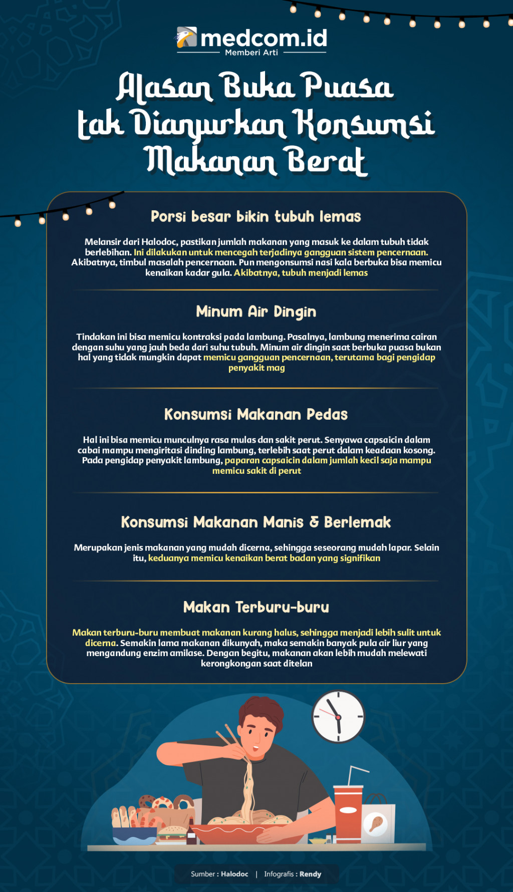 Buka Puasa tak Dianjurkan Konsumsi Makanan Berat