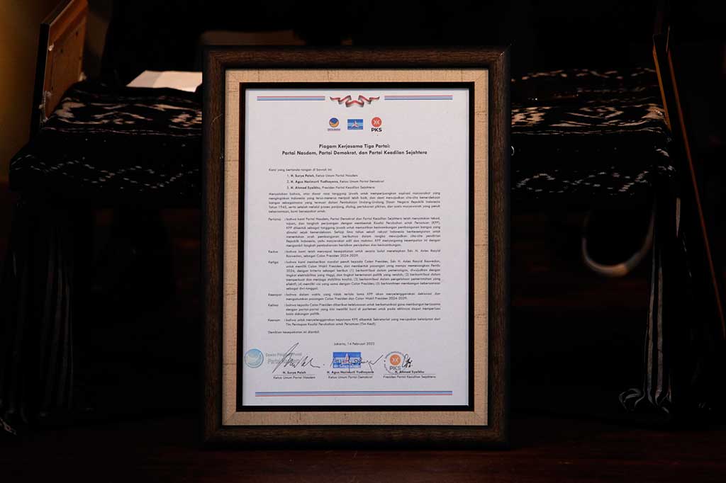 Kesepakatan pembentukan Koalisi Perubahan untuk Persatuan (KPP) tersebut menjadi butir pertama dari kesepakatan kerja sama ketiga partai politik itu.