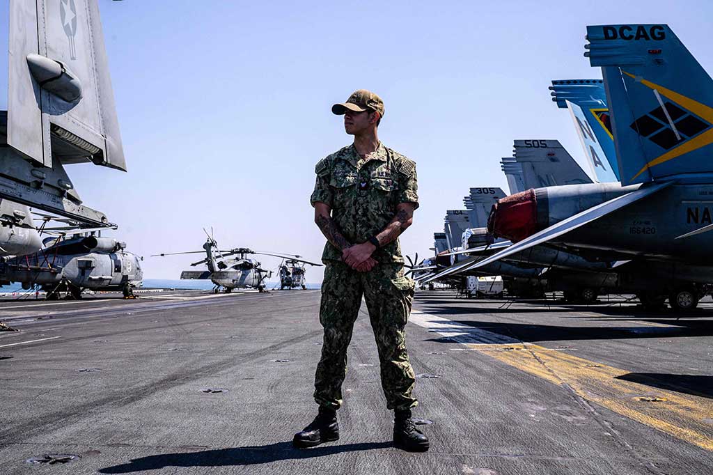 Ini adalah pertama kalinya sebuah kapal induk bertenaga nuklir milik AS memasuki pelabuhan Korea Selatan sejak September 2022.