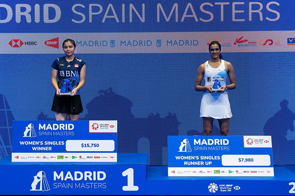 Gelar tersebut dibawa pulang Gregoria setelah mengalahkan tunggal putri India Pusarla V. Sindhu dengan dua gim langsung 21-8, 21-8 pada babak final turnamen berlevel BWF Super 300 tersebut.