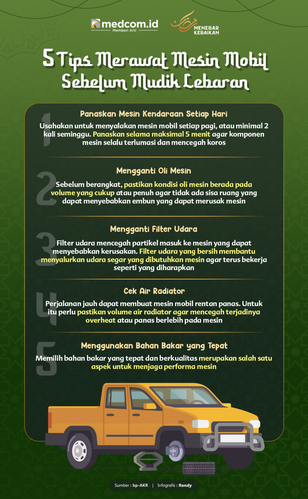 5 Tips Merawat Mesin Mobil Sebelum Mudik Lebaran