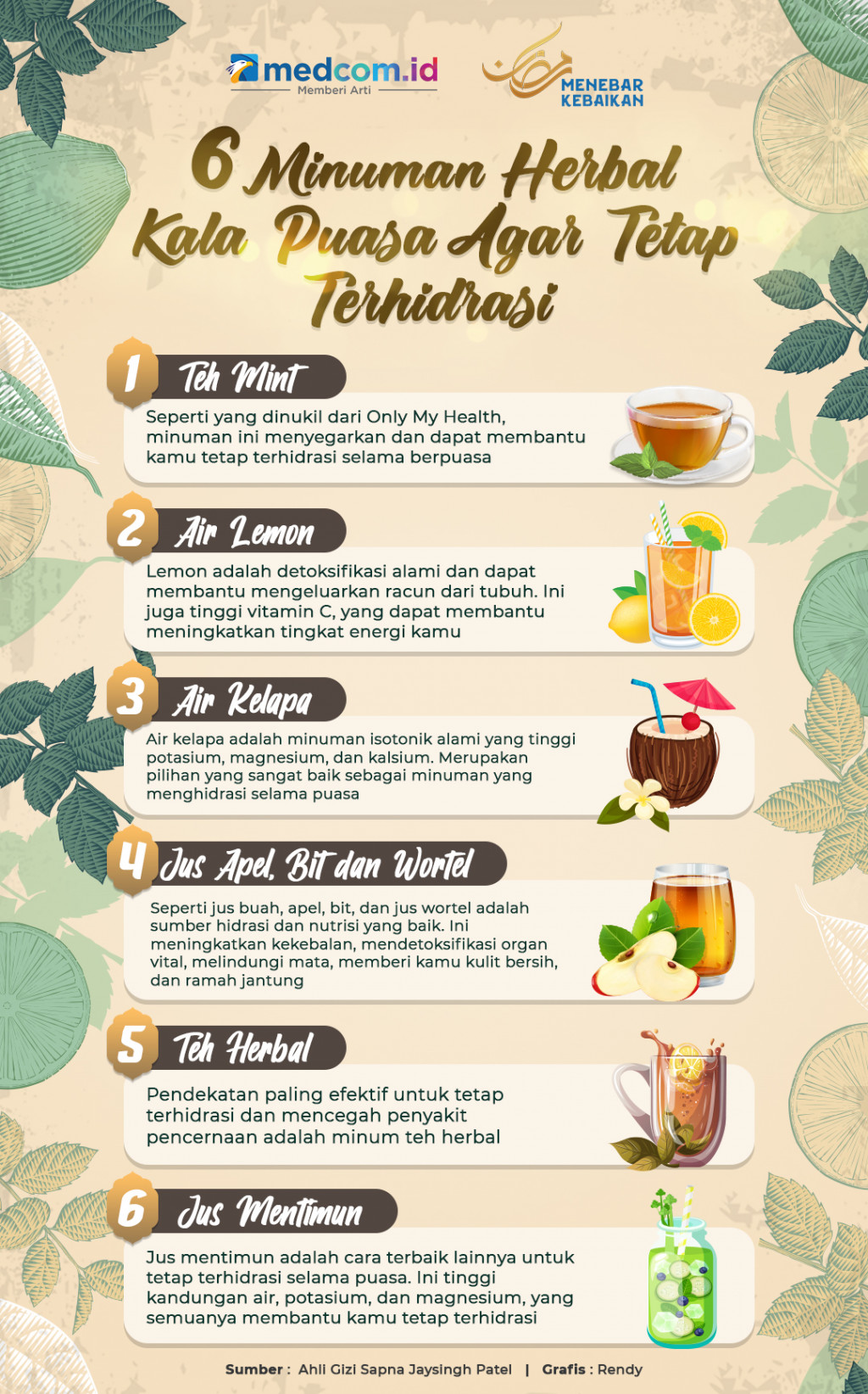 6 Minuman Herbal Kala Puasa agar Tetap Terhidrasi