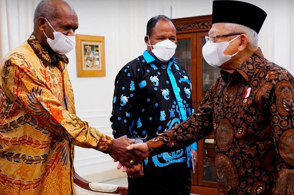 Wapres Ma'ruf Amin selaku Ketua Badan Pengarah Percepatan Pembangunan Otonomi Khusus Papua (BP3OKP) hari ini melakukan pertemuan dengan jajaran anggota BP3OKP di Istana Wakil Presiden, Jl. Medan Merdeka Selatan No.6 Jakarta Pusat, Selasa, 9 Mei 2023.
