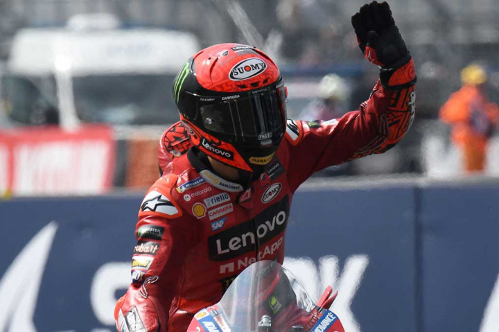 Pembalap Ducati Francesco Pecco Bagnaia menjadi yang tercepat pada sesi kualifikasi MotoGP Prancis di sirkuit Le Mans, Sabtu, 13 Mei 2023 sore WIB.