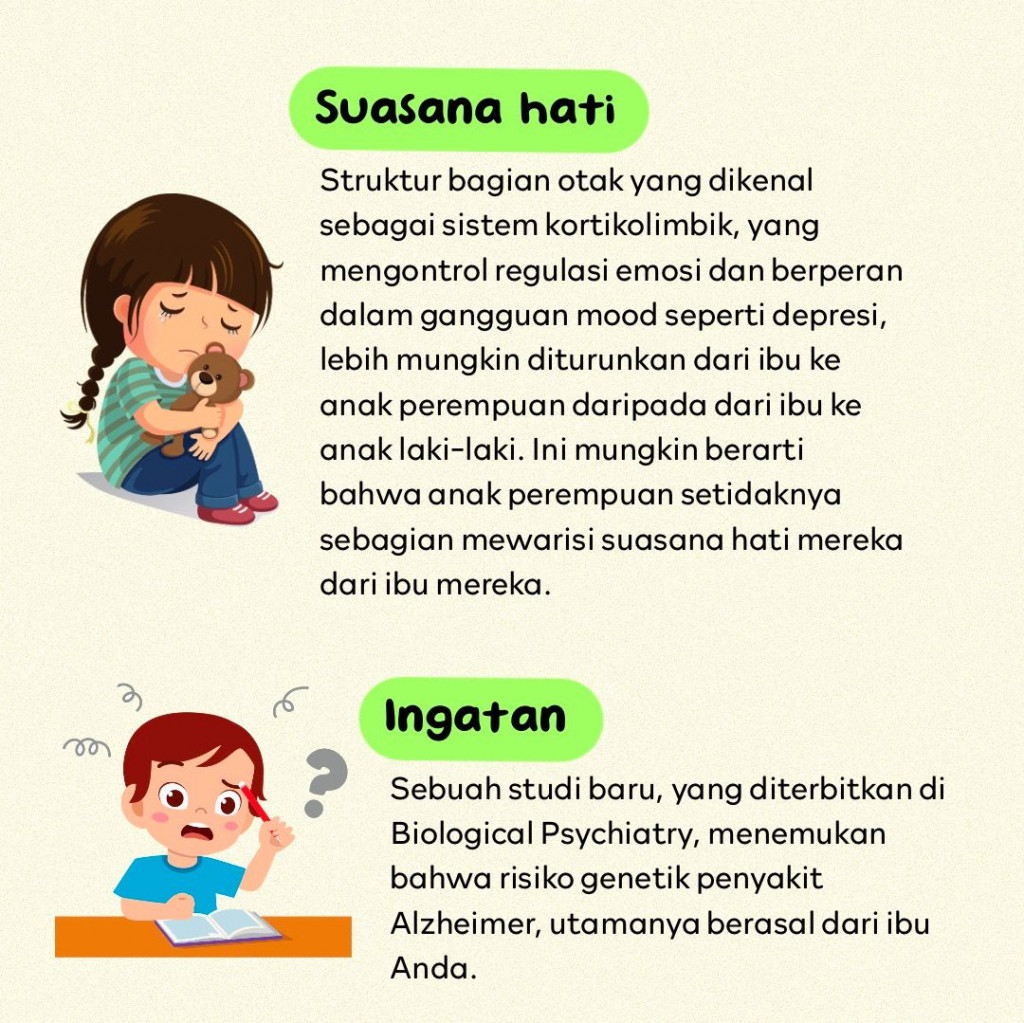 5 Sifat Ini Diturunkan dari Ibu Kepada Anaknya