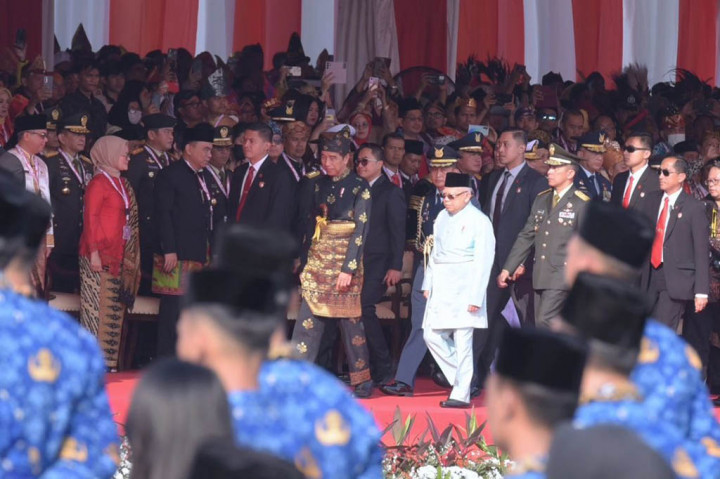 Presiden Joko Widodo tiba di Lapangan Monumen Nasional Jakarta untuk memimpin Upacara Peringatan Hari Lahir Pancasila, Kamis, 1 Juni 2023.