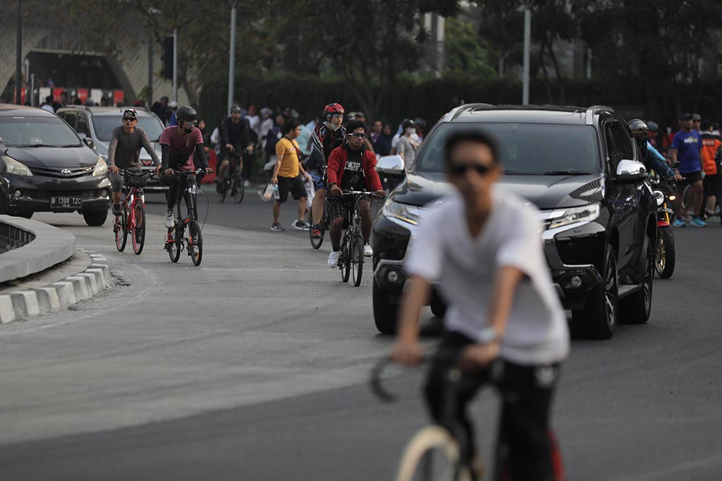 Dinas Perhubungan (Dishub) DKI Jakarta meniadakan Hari Bebas Kendaraan Bermotor (car free day/CFD) di Jalan MH Thamrin-Jalan Jenderal Sudirman, Minggu, 4 Juni 2023.