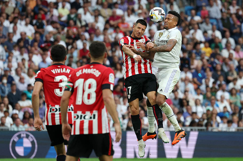 Real Madrid ditahan imbang 1-1 oleh Athletic Bilbao pada pekan ke-38 Liga Spanyol sekaligus laga perpisahan penyerang Karim Benzema di Stadion Santiago Bernabeu, Madrid, Minggu, 4 Juni 2023.