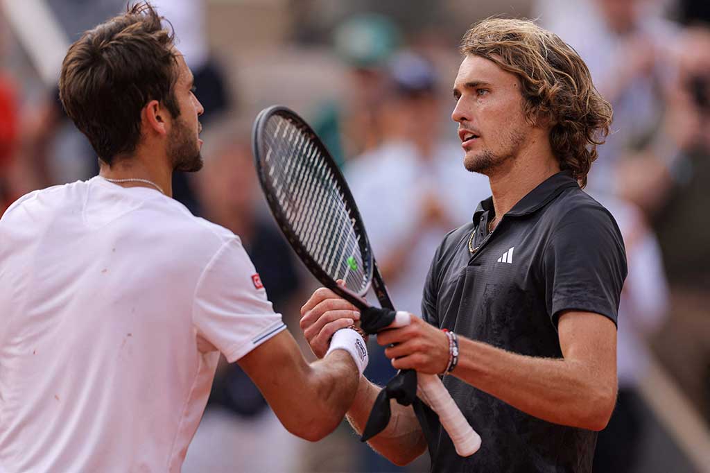 Zverev melaju ke babak empat besar, Rabu, 7 Juni 2023 waktu setempat setelah mengklaim kemenangan petenis Argentina Tomas Martin Etcheverry dengan skor 6-4, 3-6, 6-3, 6-4,.