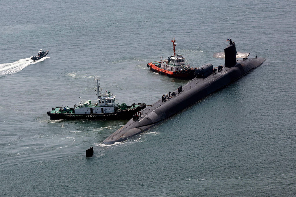 Kapal selam milik AS itu tiba di Korsel di tengah meningkatnya ketegangan setelah peluncuran dua rudal balistik Korea Utara sehari sebelumnya.
