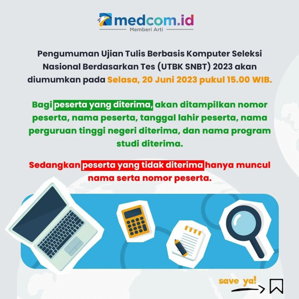 Pengumuman UTBK SNBT 2023 Bisa Dicek di Website Ini!