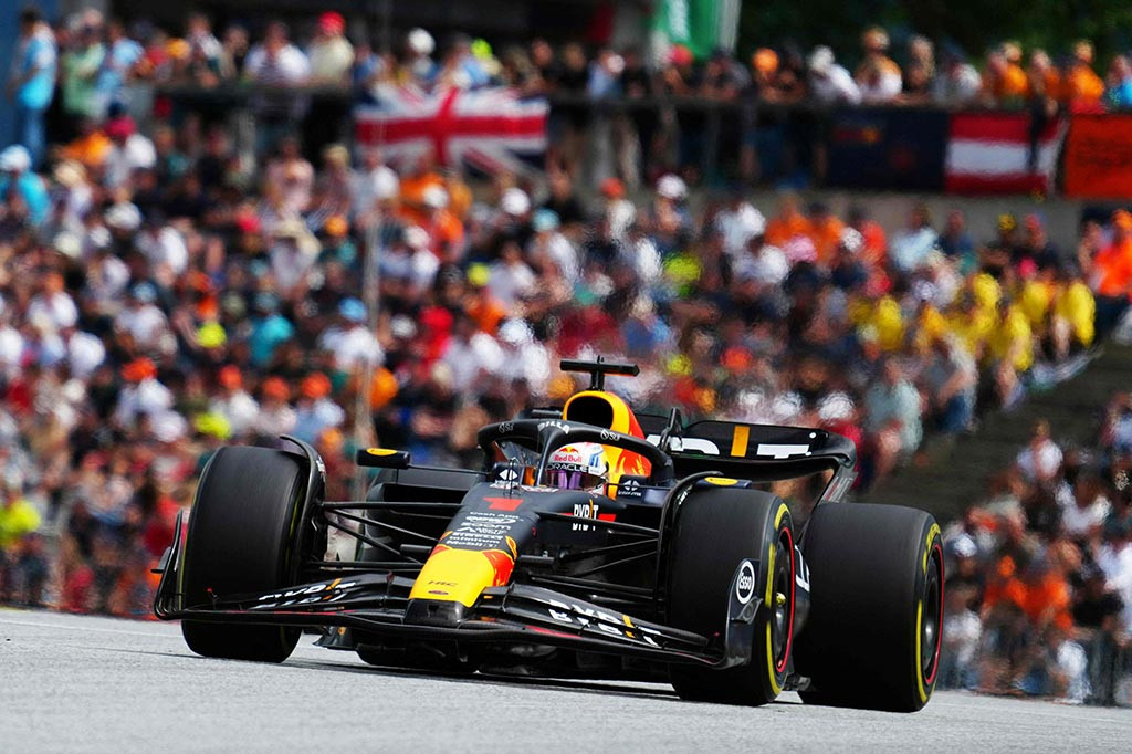 Pebalap tim Red Bull Max Verstappen mengamankan gelar juara Formula 1 GP Austria 2023 yang digelar di sirkuit Red Bull Ring, Spielberg, Minggu, 2 Juli 2023 waktu setempat. 