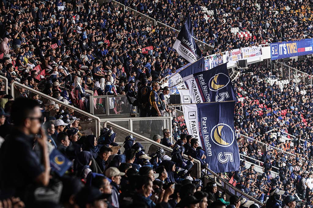 Ratusan Ribu kader NasDem ikuti Apel Siaga Perubahan Partai NasDem di Stadion Utama Gelora Bung Karno (GBK) Senayan, Jakarta Pusat, Minggu, 16 Juli 2023. 