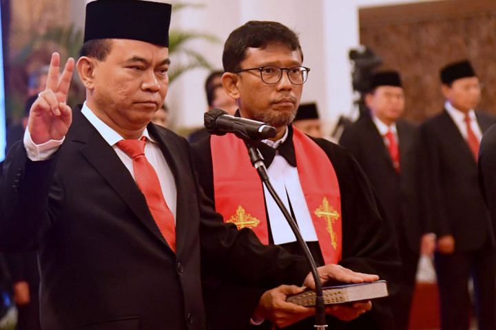 Budi Arie Setiadi dilantik berlandaskan pada Keputusan Presiden Republik Indonesia Nomor 62/P Tahun 2023 tentang Pengangkatan Menteri Komunikasi dan Informatika Kabinet Indonesia Maju Periode Tahun 2019-2024. Dalam kesempatan tersebut, Presiden Jokowi mengambil sumpah jabatan menteri yang dilantik.