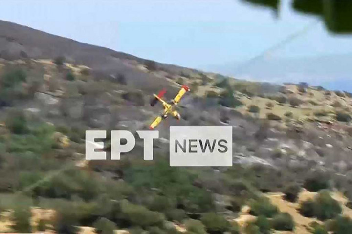 Cuplikan video di ERT TV menunjukkan detik-detik pesawat menabrak pohon sebelum jatuh terlebih dahulu dan meledak.