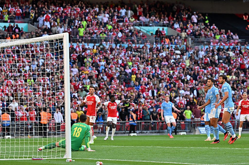 Kebuntuan pecah juga pada menit ke-77 ketika City berhasil mencetak gol lewat Palmer. Bermula dari serangan balik yang diawali Foden, bola diarahkan ke depan kotak penalti, tetapi gagal dihalau Kieran Tierney dengan baik.