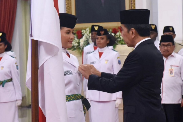 Upacara diawali dengan pembacaan Ikrar Putra Indonesia Paskibraka Nasional oleh Kepala Badan Pembinaan Ideologi Pancasila (BPIP) Yudian Wahyudi yang diikuti oleh seluruh anggota Paskibraka.
