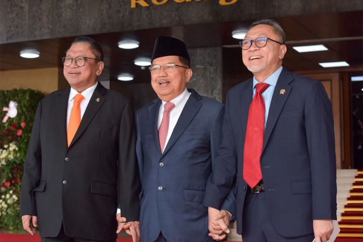 Wakil Presiden ke-10 dan ke-12 Jusuf Kalla menghadiri Sidang Tahunan MPR 2023.