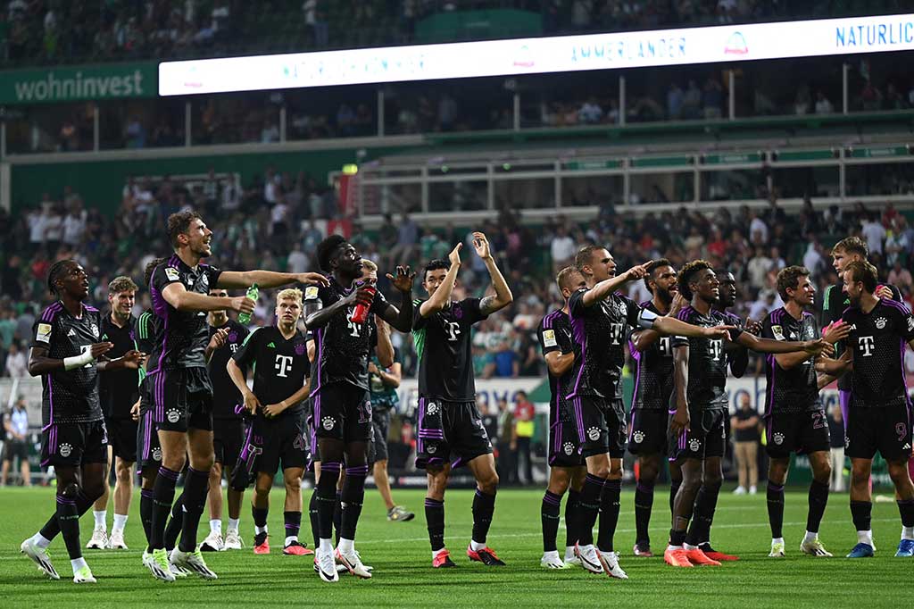 Juara bertahan Bayern Muenchen membuka musim baru Liga Jerman dengan kemenangan telak 4-0 atas tuan rumah Werder Bremen, di Weserstadion, Bremen, Jumat, 19 Agustus 2023 dini hari WIB.
