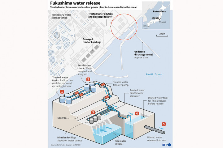 Pembuangan tersebut terjadi karena tangki yang dipasang di kompleks Fukushima, yang saat ini menampung sekitar 1,34 juta ton air yang diolah, diperkirakan akan mencapai batas kapasitasnya pada awal 2024, kecuali operator pembangkit listrik, Tokyo Electric Power Company (TEPCO), memulai pembuangan air tersebut.